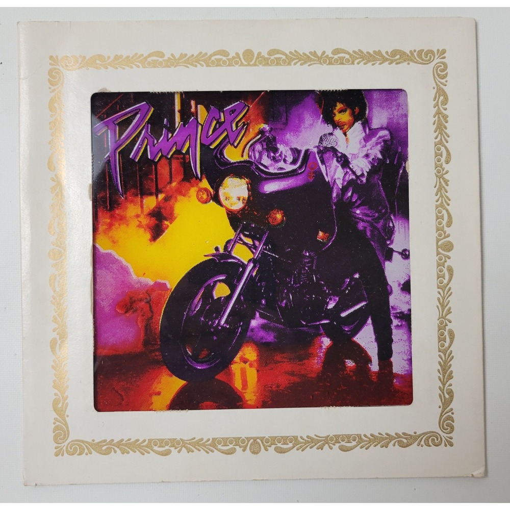 Vintage Prince Purple Rain 8x8 Glass Carnival Prize Mirror Motorcycle 80s Art